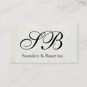 Stripes and Script Monogram Business Card