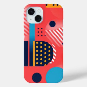 Stripes and shapes in vivid colours iPhone 15 case