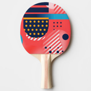 Stripes and shapes in vivid colours ping pong paddle