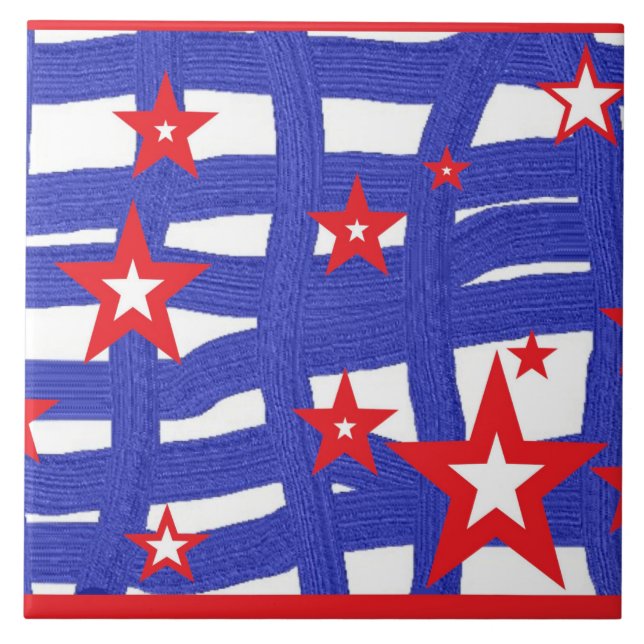 Stripes and Stars on a  Tile (Front)