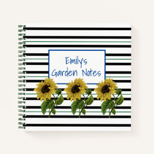 Stripes And Sunflowers Notebook