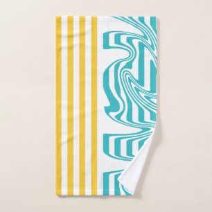 Stripes and Swirls in Turquoise and Yellow Bath Towel Set