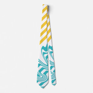 Stripes and Swirls in Turquoise and Yellow Tie