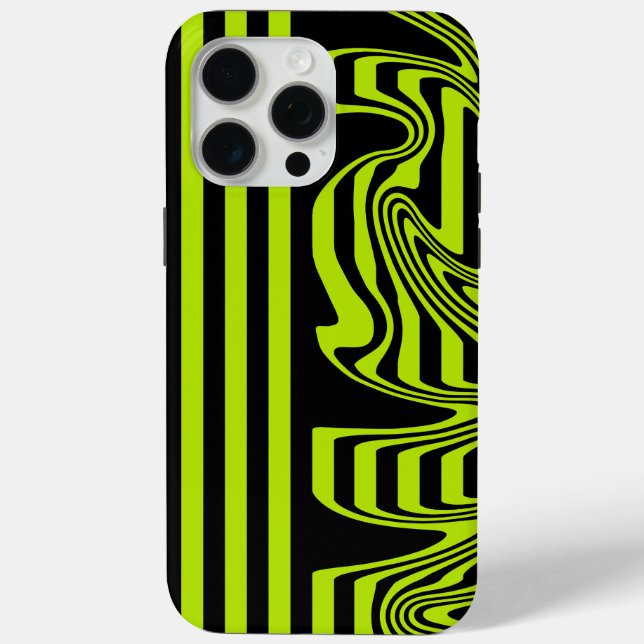 Stripes and Swirls - Lime Green and Black Case-Mate iPhone Case (Back)