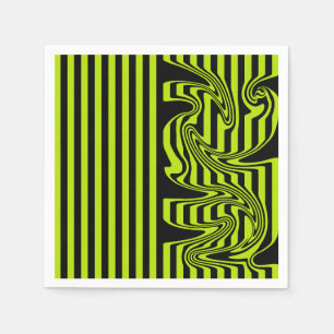 Stripes and Swirls - Lime Green and Black Napkin