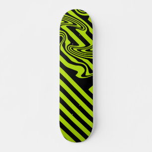Stripes and Swirls - Lime Green and Black Skateboard