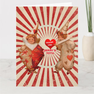 Stripes and Vintage Clowns with Thank-you Heart Card