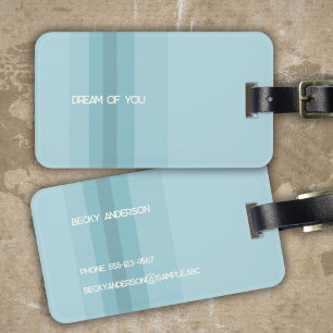 Stripes and Words on Pastel Blue Something Luggage Tag