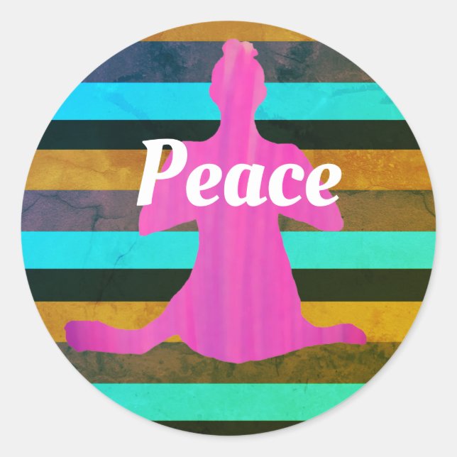 Stripes and Yoga Figure Sticker (Front)