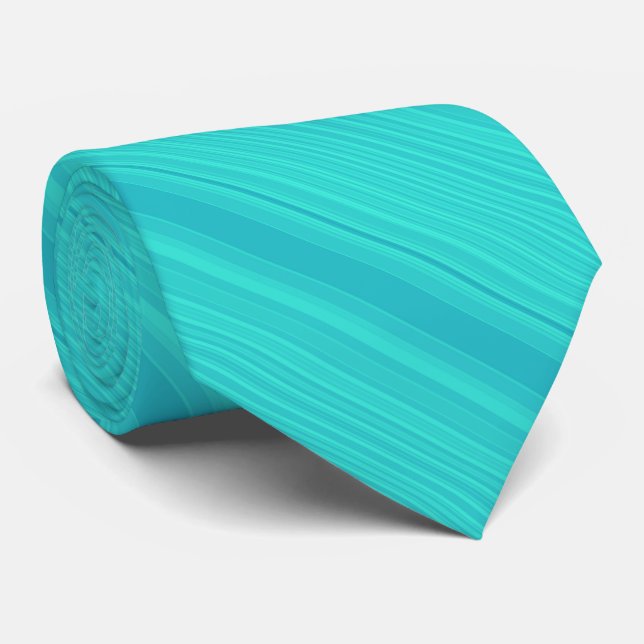 Stripes - Aqua Turquoise Cyan Blue Tie (Rolled)