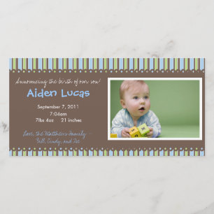Stripes Baby Boy Birth Announcement