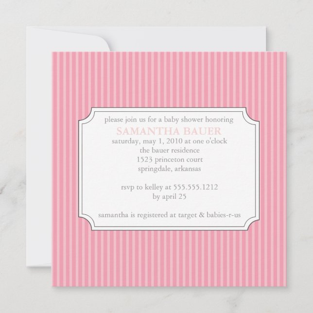 {stripes}  baby shower invitation (Front)