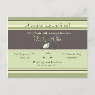 Stripes Baby Shower Invitation Postcard