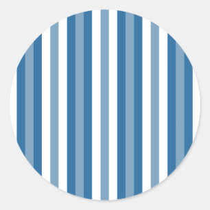 Stripes Background Blue and White Classic Round Sticker