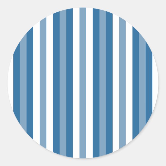 Stripes Background Blue and White Classic Round Sticker (Front)