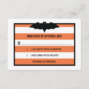Stripes & Bat Orange Halloween Wedding RSVP