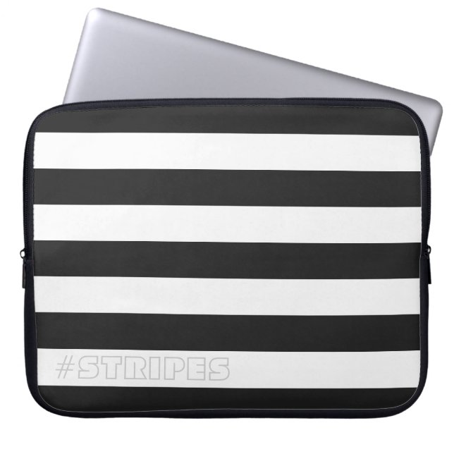 STRIPES Black on any Colour Laptop Sleeve (Front)