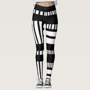 Stripes.Black White 01 Leggings