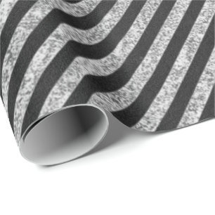 Stripes Black White Lines Chalkboard Elegant Wrapping Paper