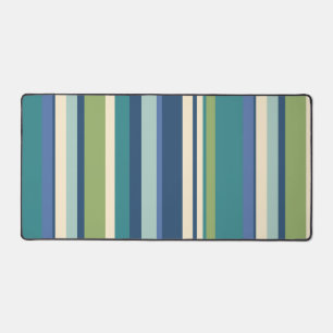 Stripes Blue Green Desk Mat