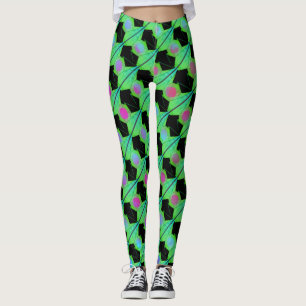 Stripes, blue lilac circles or abstract hexagon leggings