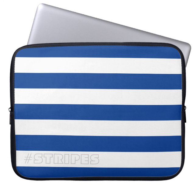 STRIPES Blue on any Colour Laptop Sleeve (Front)