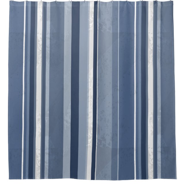 Stripes Blue Shower Curtain (Front)