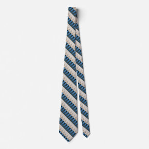 Stripes - Blue Silver Gold Beige Tie