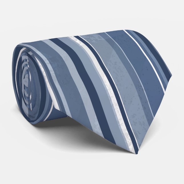 Stripes Blue Tie (Rolled)