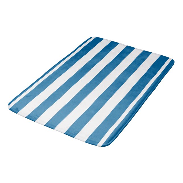 Stripes | Blue & White | Customisable | Bath Mat (Angled)