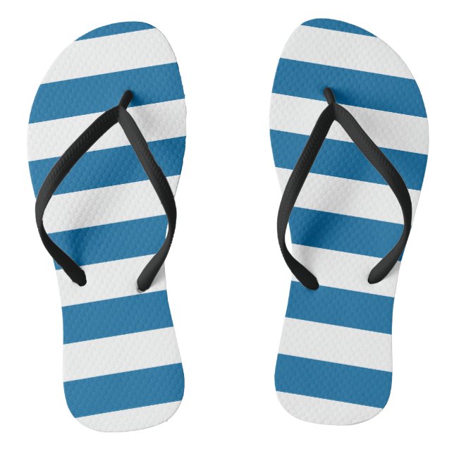 Stripes | Blue & White | Customisable | Flip Flops (Footbed)