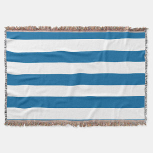 Stripes Blue & White Customizable Throw Blanket