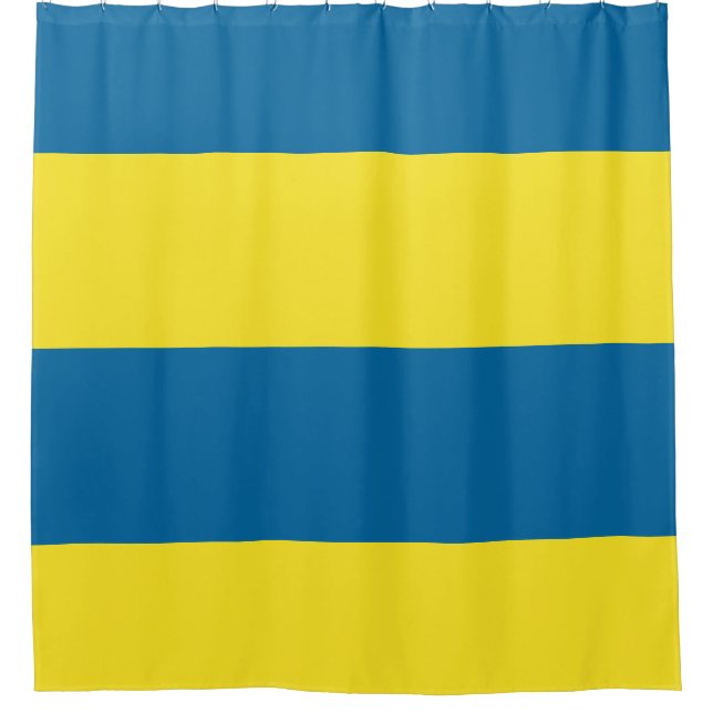 Stripes | Blue & Yellow | Customisable Shower Curtain (Front)
