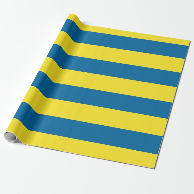 Stripes | Blue & Yellow | Customisable Wrapping Paper (Unrolled)