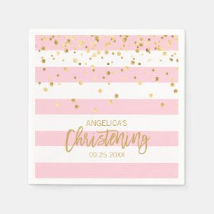 Stripes Blush Pink Rose Gold CHRISTENING Napkin