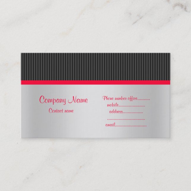 STRIPES BUSINESS CARD BLACK/RED/SILVER (Front)