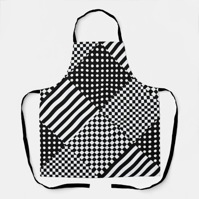 Stripes Check Harlequin Polka Dots Mixed Design Apron (Front)