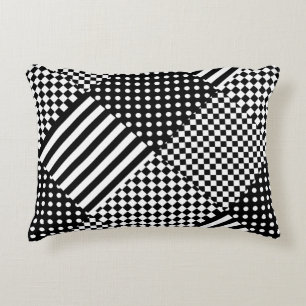 Stripes Check Harlequin Polka Dots Mixed Design Decorative Cushion