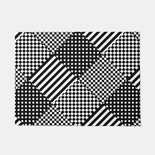 Stripes Check Harlequin Polka Dots Mixed Design Doormat (Front)