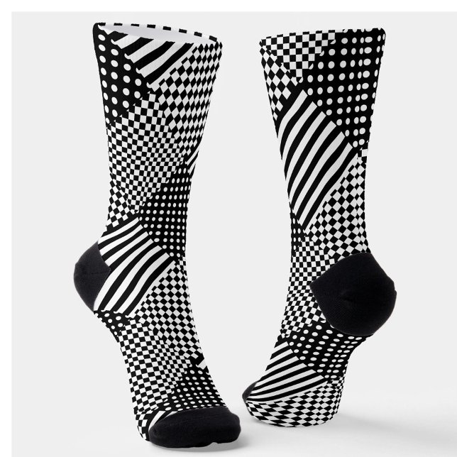 Stripes Check Harlequin Polka Dots Mixed Design Socks (Creator Uploaded)