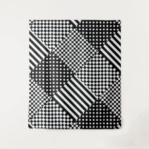 Stripes Check Harlequin Polka Dots Mixed Design Tapestry