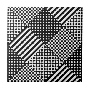 Stripes Check Harlequin Polka Dots Mixed Design Tile