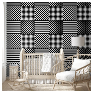Stripes Check Harlequin Polka Dots Mixed Design Wallpaper