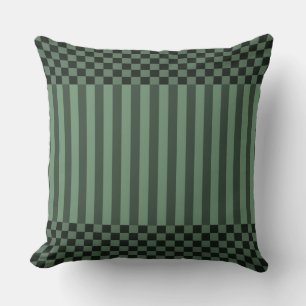 Stripes & Chequered In Shades Of Grey Throw Pillow