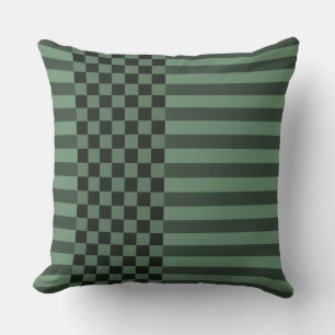 Stripes & Chequered In Shades Of Grey Throw Pillow