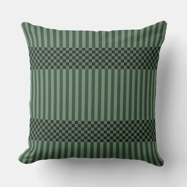 Stripes & Chequered In Shades Of Grey Throw Pillow (Front)