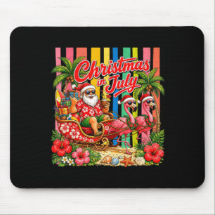 Stripes christmas in july summer santa beach mouse mat