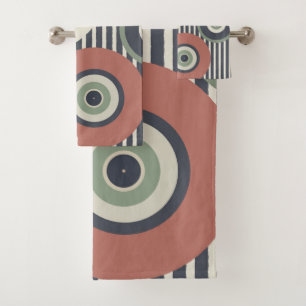 Stripes Circle Pattern  Bath Towel Set