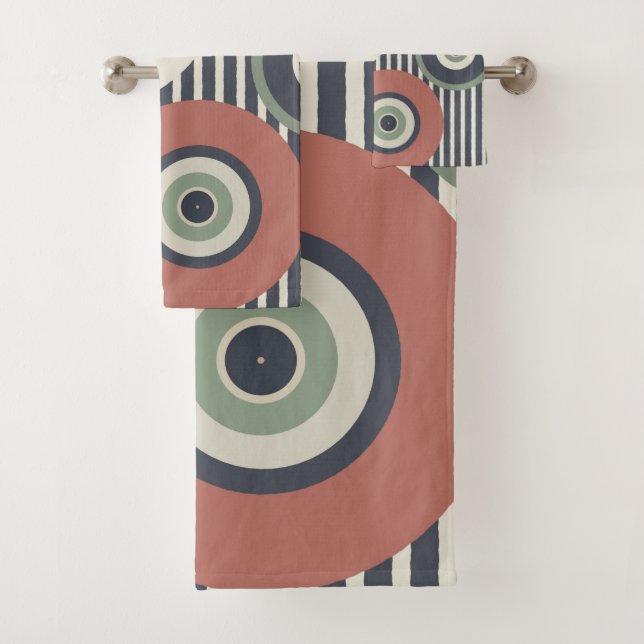 Stripes Circle Pattern  Bath Towel Set (Insitu)