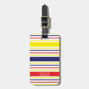 Stripes Colourful Modern Travel Personalised Luggage Tag
